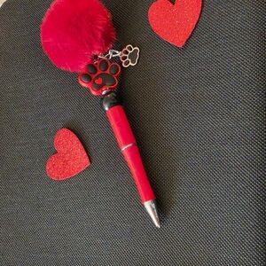 Furry Paw Charm Red Pen